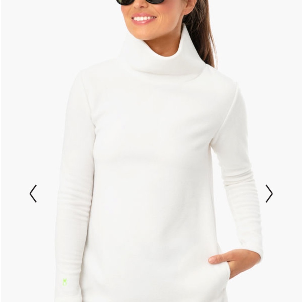 Dudley Stephens off white turtleneck with pockets